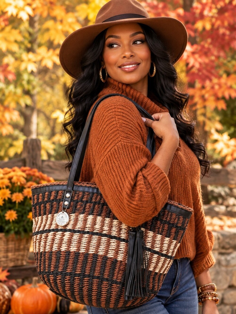 Patricia Nash Large Woven Striped Tote Bag - Picture 2 of 10
